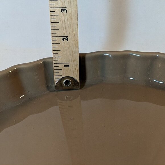 Emile Henry France 6000 11.5" Fluted Tart Dish Ceramic Quiche Taupe Brown Baking - Picture 12 of 13